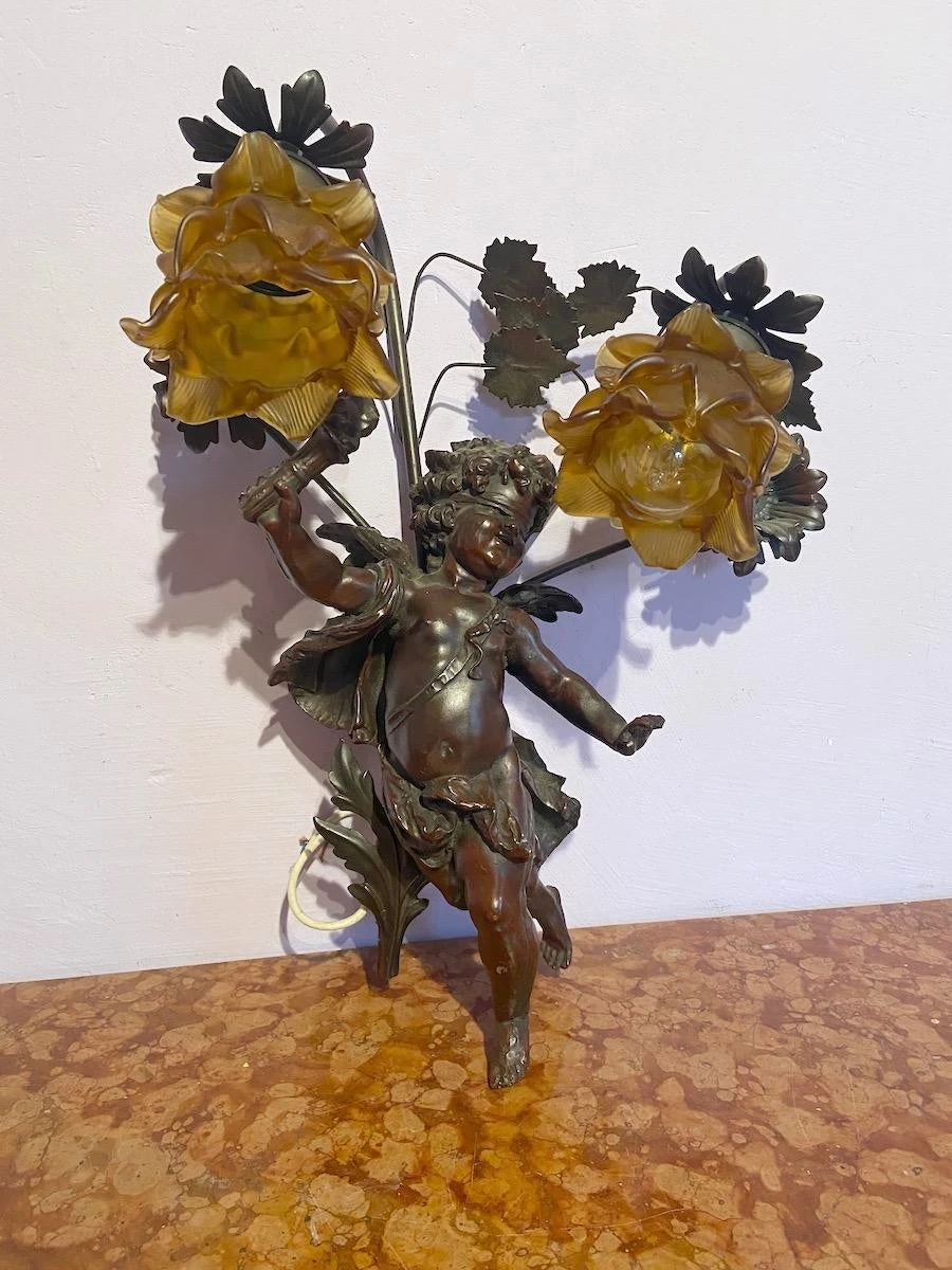 1940's Baroque Style Blindfolded Cupid Sconce/Wall Lamp 3 1940's Baroque Style Blindfolded Cupid Sconce/Wall Lamp - Image 3