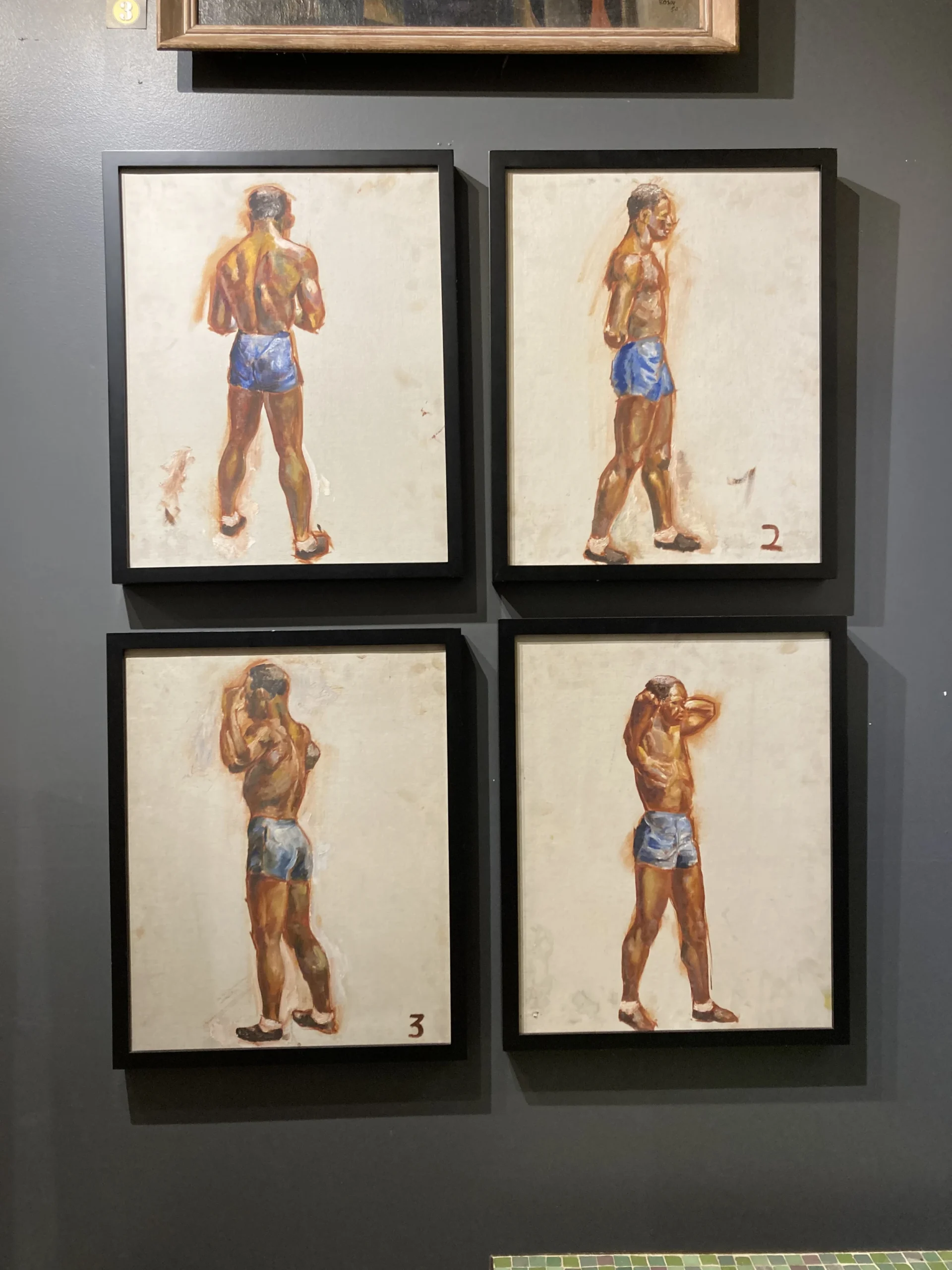 1940’s "Boxer Series" Realist Figurative Oil Painting On Canvas, Framed - Set Of 4 2 1940’s "Boxer Series" Realist Figurative Oil Painting On Canvas, Framed - Set Of 4 - Image 2