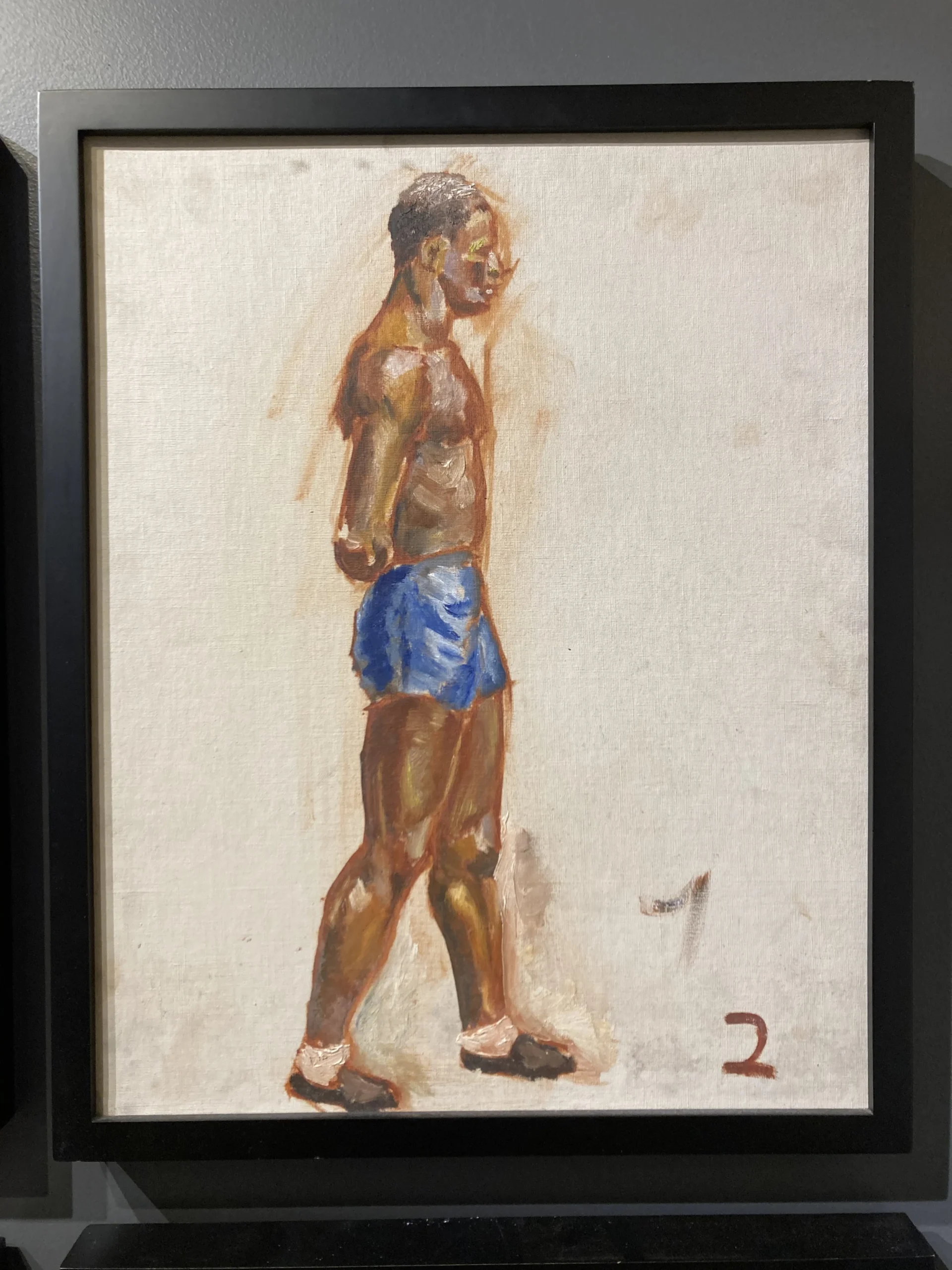 1940’s "Boxer Series" Realist Figurative Oil Painting On Canvas, Framed - Set Of 4 6 1940’s "Boxer Series" Realist Figurative Oil Painting On Canvas, Framed - Set Of 4 - Image 6