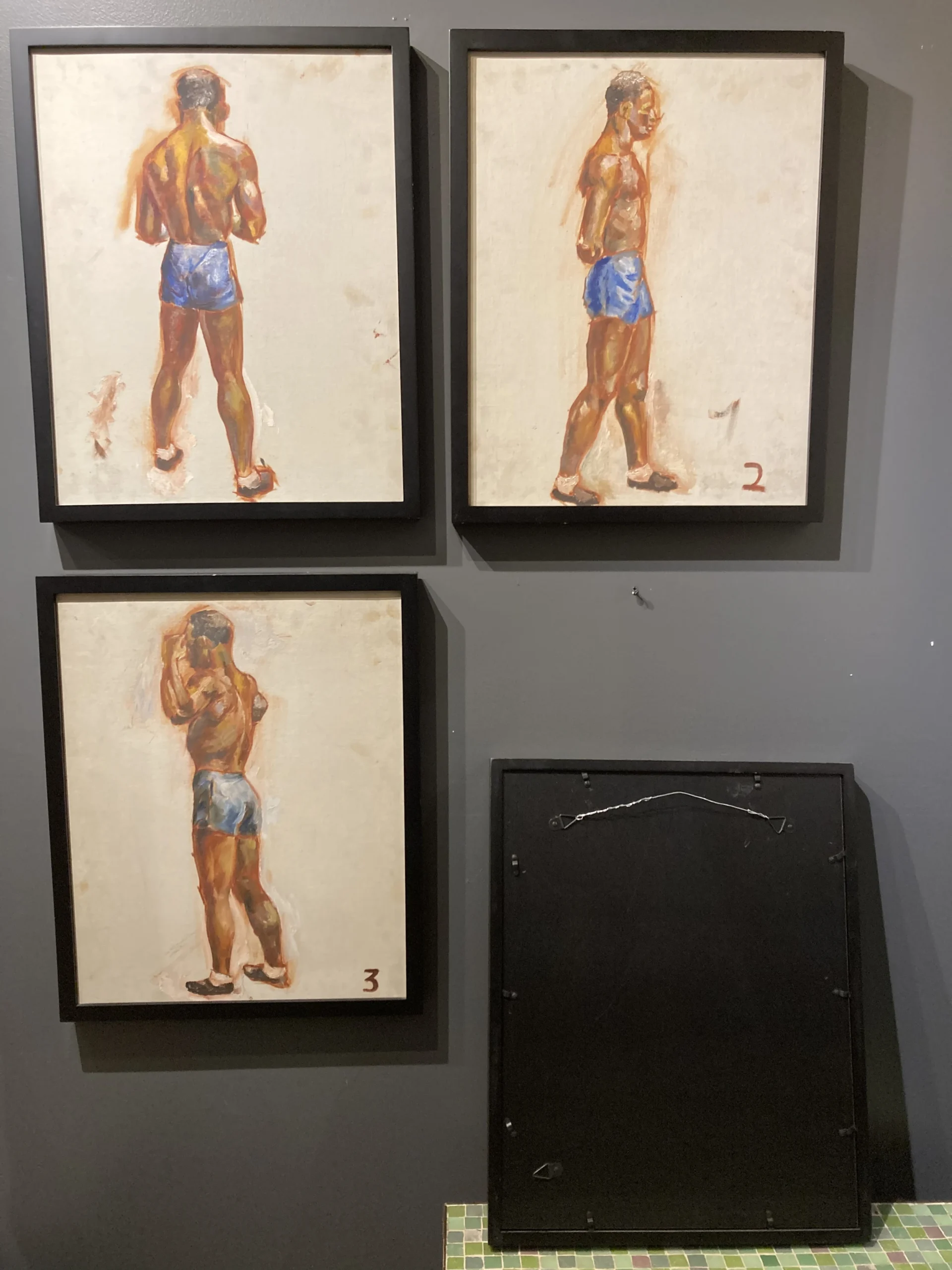 1940’s "Boxer Series" Realist Figurative Oil Painting On Canvas, Framed - Set Of 4 4 1940’s "Boxer Series" Realist Figurative Oil Painting On Canvas, Framed - Set Of 4 - Image 4