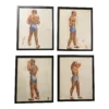1940’s "Boxer Series" Realist Figurative Oil Painting On Canvas, Framed - Set Of 4