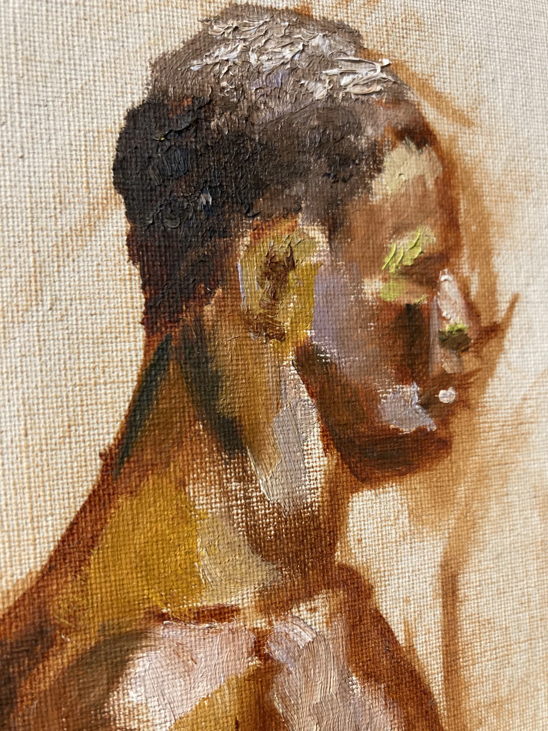 1940’s "Boxer Series" Realist Figurative Oil Painting On Canvas, Framed - Set Of 4 9 1940’s "Boxer Series" Realist Figurative Oil Painting On Canvas, Framed - Set Of 4 - Image 9