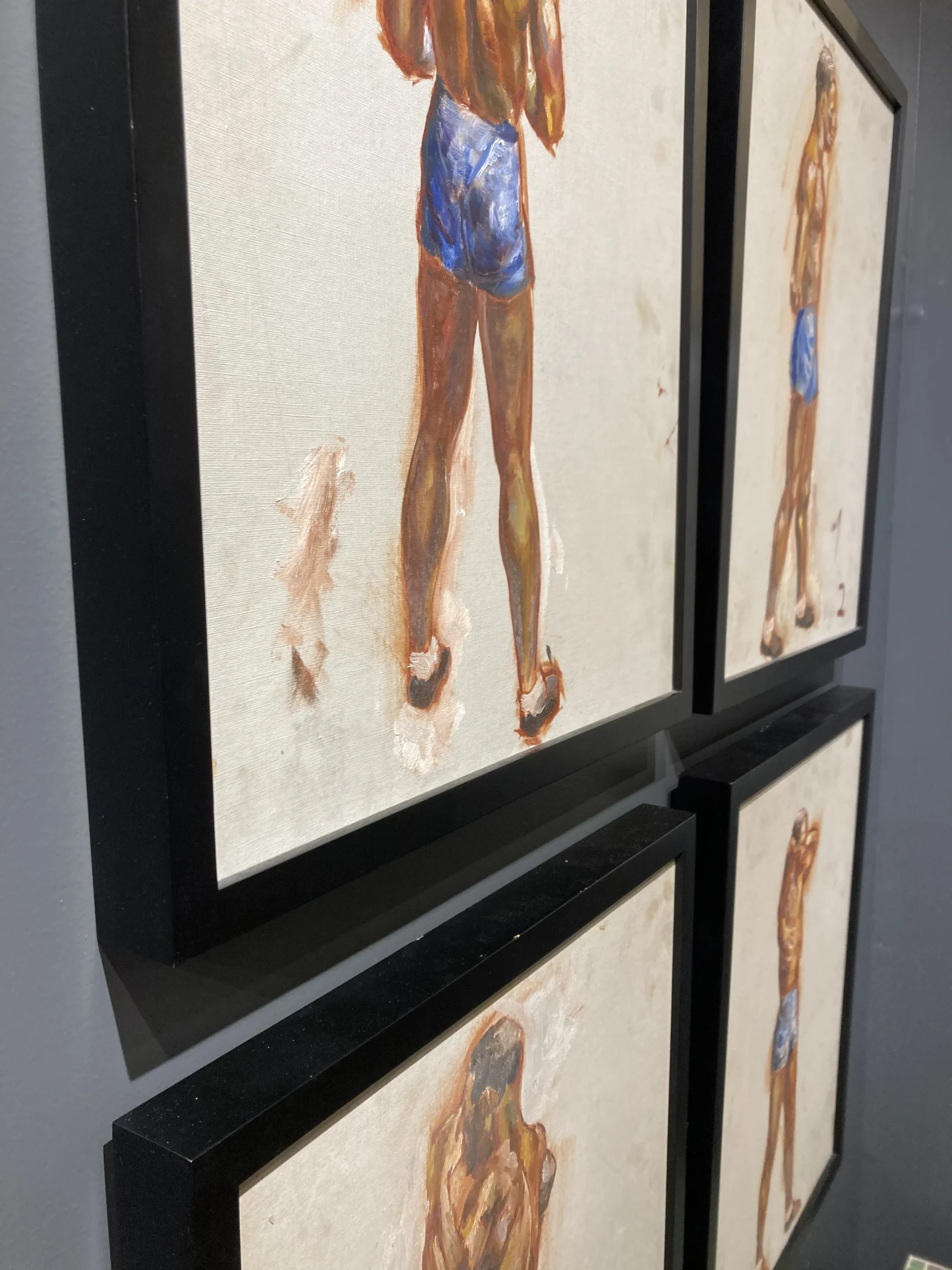 1940’s "Boxer Series" Realist Figurative Oil Painting On Canvas, Framed - Set Of 4 3 1940’s "Boxer Series" Realist Figurative Oil Painting On Canvas, Framed - Set Of 4 - Image 3