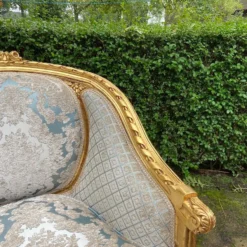 1940's French Louis Xvi Bergere Chairs In Gold Beech And Damask- A Pair -chairish shop 1940s french louis xvi bergere chairs in gold beech and damask a pair 2847