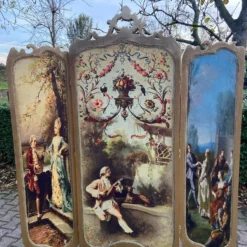 1940's French Louis Xvi Screen / Room Divider With Scenery On Silk With Cotton Fabric -chairish shop 1940s french louis xvi screen room divider with scenery on silk with cotton fabric 5818
