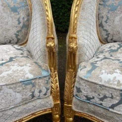 1940's French Louis Xvi Sofa Set In Gold Beech And Damask-3 Pieces -chairish shop 1940s french louis xvi sofa set in gold beech and damask 3 pieces 4969