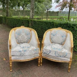 1940's French Louis Xvi Sofa Set In Gold Beech And Damask-5 Pieces -chairish shop 1940s french louis xvi sofa set in gold beech and damask 5 pieces 3629