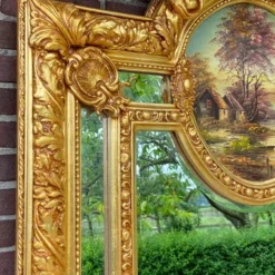 1940's Italian Baroque/Rococo Floor/ Wall Mirror With Painting -chairish shop 1940s italian baroquerococo floor wall mirror with painting 0035