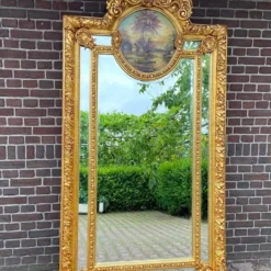 1940's Italian Baroque/Rococo Floor/ Wall Mirror With Painting -chairish shop 1940s italian baroquerococo floor wall mirror with painting 0906
