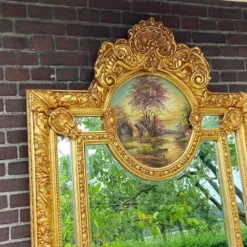 1940's Italian Baroque/Rococo Floor/ Wall Mirror With Painting -chairish shop 1940s italian baroquerococo floor wall mirror with painting 2916