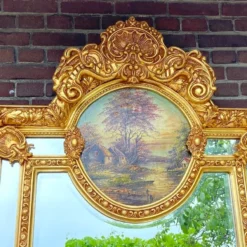 1940's Italian Baroque/Rococo Floor/ Wall Mirror With Painting -chairish shop 1940s italian baroquerococo floor wall mirror with painting 6478