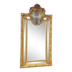1940's Italian Baroque/Rococo Floor/ Wall Mirror With Painting