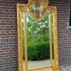 1940's Italian Baroque/Rococo Floor/ Wall Mirror With Painting -chairish shop 1940s italian baroquerococo floor wall mirror with painting 9459