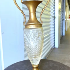 1940’s Italian Figural Brass And Glass Vase -chairish shop 1940s italian figural brass and glass vase 3422 scaled