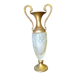 1940’s Italian Figural Brass And Glass Vase