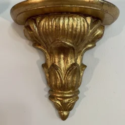 1940’s Italian Hand Carved Giltwood Wall Shelf Brackets - A Pair -chairish shop 1940s italian hand carved giltwood wall shelf brackets a pair 1177 scaled