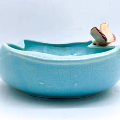 1940's McCoy "Bird Bath" Turquoise Blue Bowl/ Planter With Cardinal -chairish shop 1940s mccoy bird bath turquoise blue bowl planter with cardinal 8749