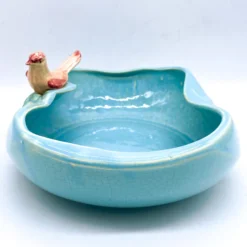 1940's McCoy "Bird Bath" Turquoise Blue Bowl/ Planter With Cardinal -chairish shop 1940s mccoy bird bath turquoise blue bowl planter with cardinal 9054