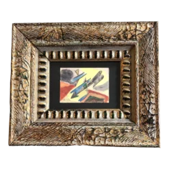 1940’s Original Small Listed Abstract Watercolor Painting Ornate Frame Signed