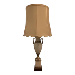 1940’s White Opaline Glass And Ormolu Lamp With Silk Shade