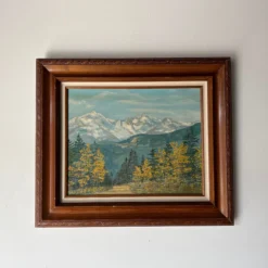 1950's C. C. Motcaveg " Autumn In The Rockies - Longs Peak Colorado" Oil On Canvas Painting -chairish shop 1950s c c motcaveg autumn in the rockies longs peak colorado oil on canvas painting 1467 scaled