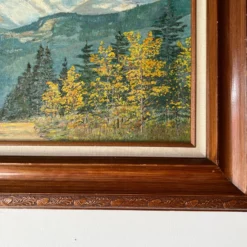 1950's C. C. Motcaveg " Autumn In The Rockies - Longs Peak Colorado" Oil On Canvas Painting -chairish shop 1950s c c motcaveg autumn in the rockies longs peak colorado oil on canvas painting 8856 scaled