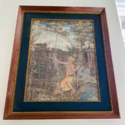 1950's Distressed Painting Of Temple Dancer And Buddhist Monkey God, Thailand -chairish shop 1950s distressed painting of temple dancer and buddhist monkey god thailand 0135