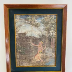 1950's Distressed Painting Of Temple Dancer And Buddhist Monkey God, Thailand -chairish shop 1950s distressed painting of temple dancer and buddhist monkey god thailand 5489