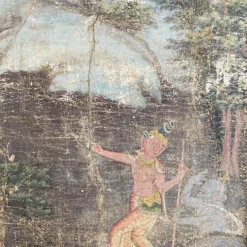 1950's Distressed Painting Of Temple Dancer And Buddhist Monkey God, Thailand -chairish shop 1950s distressed painting of temple dancer and buddhist monkey god thailand 5961