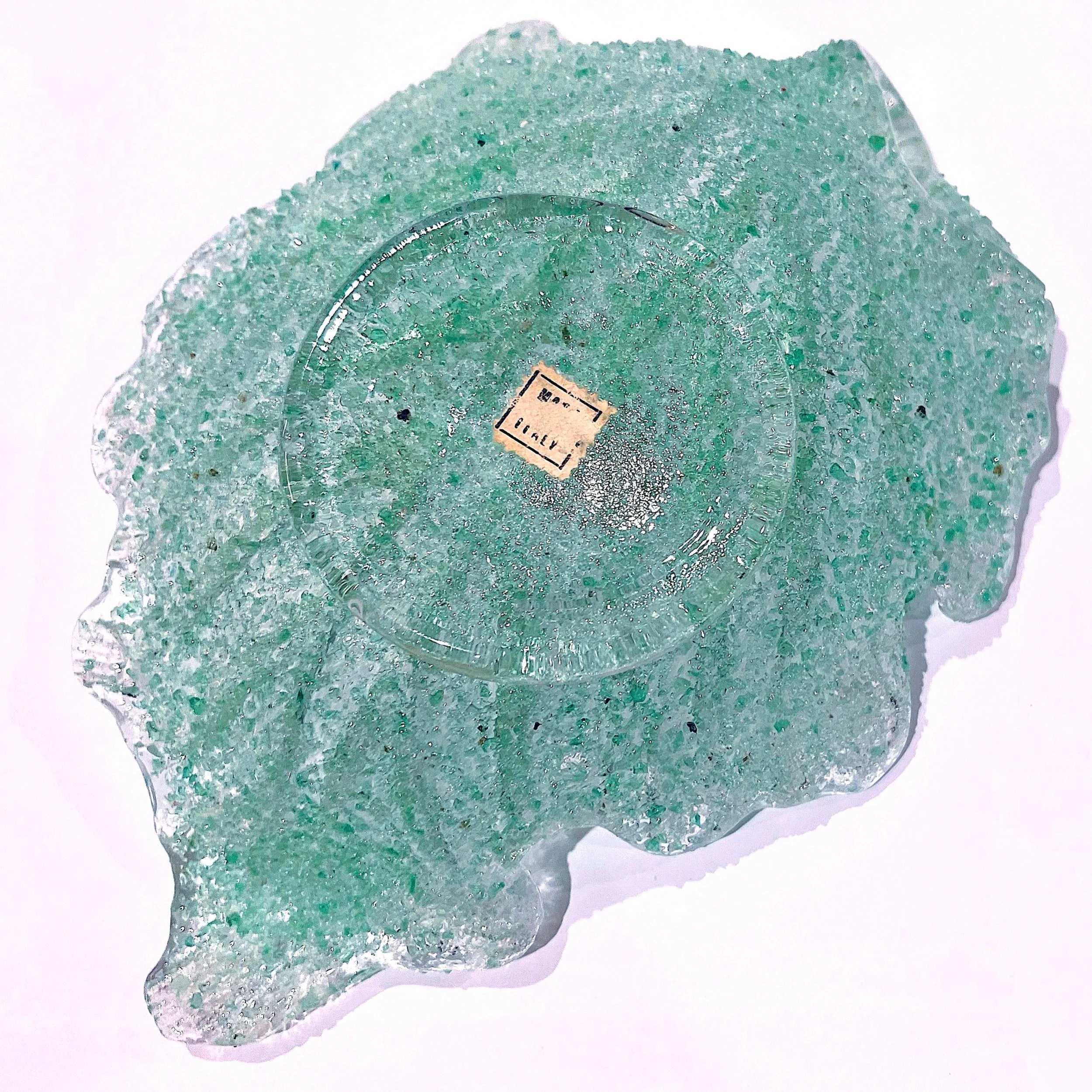 1950's Fratelli Toso Murano Green Overshot Blown Glass Leaf Dish 10 1950's Fratelli Toso Murano Green Overshot Blown Glass Leaf Dish - Image 10