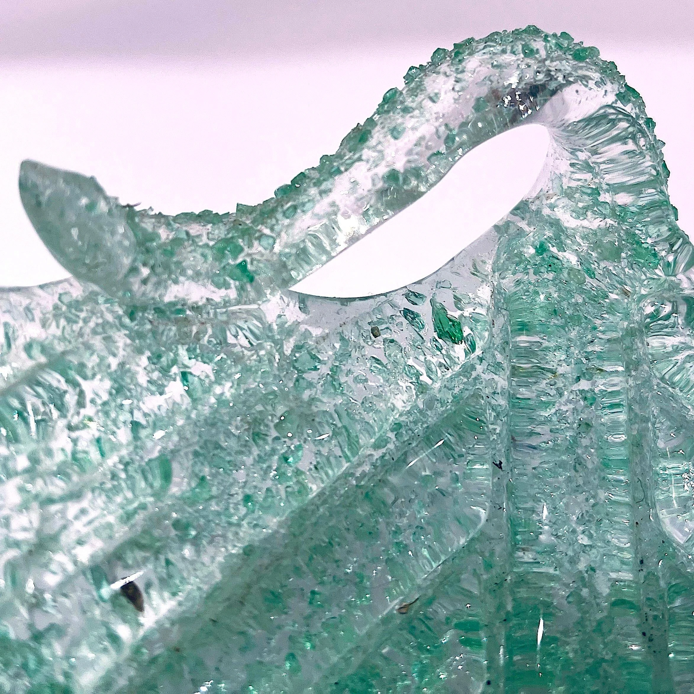 1950's Fratelli Toso Murano Green Overshot Blown Glass Leaf Dish 6 1950's Fratelli Toso Murano Green Overshot Blown Glass Leaf Dish - Image 6