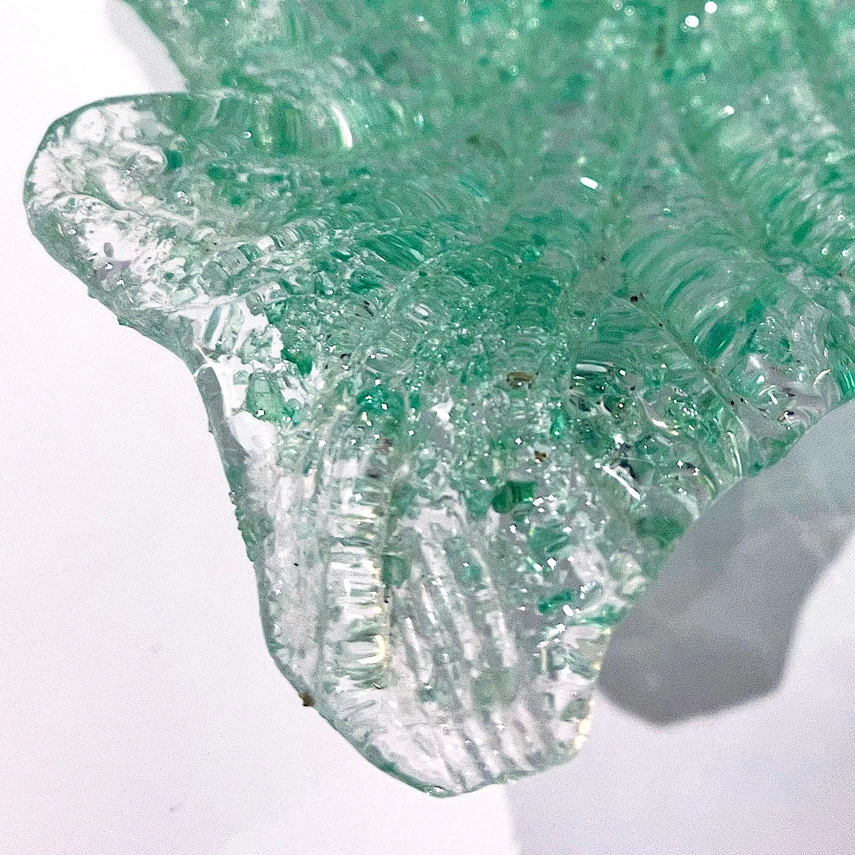 1950's Fratelli Toso Murano Green Overshot Blown Glass Leaf Dish 9 1950's Fratelli Toso Murano Green Overshot Blown Glass Leaf Dish - Image 9