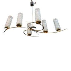 1950's French Brass And Glass Chandelier