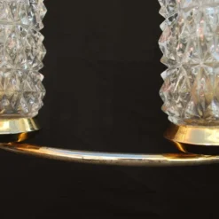 1950's French Brass And Glass Chandelier -chairish shop 1950s french brass and glass chandelier 0835