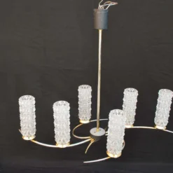 1950's French Brass And Glass Chandelier -chairish shop 1950s french brass and glass chandelier 3694