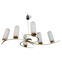 1950's French Brass And Glass Chandelier -chairish shop 1950s french brass and glass chandelier 8118