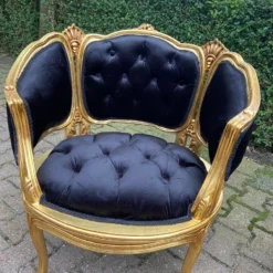 1950's French Corbeille Louis XVI Bergere Chairs In Black Velvet - A Pair -chairish shop 1950s french corbeille louis xvi bergere chairs in black velvet a pair 7130