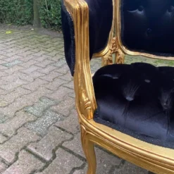 1950's French Corbeille Louis XVI Bergere Chairs In Black Velvet - A Pair -chairish shop 1950s french corbeille louis xvi bergere chairs in black velvet a pair 9855