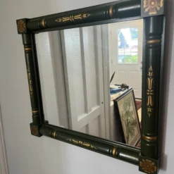 1950’s Green Hitchcock Stenciled Desk And Mirror -chairish shop 1950s green hitchcock stenciled desk and mirror 6774 scaled