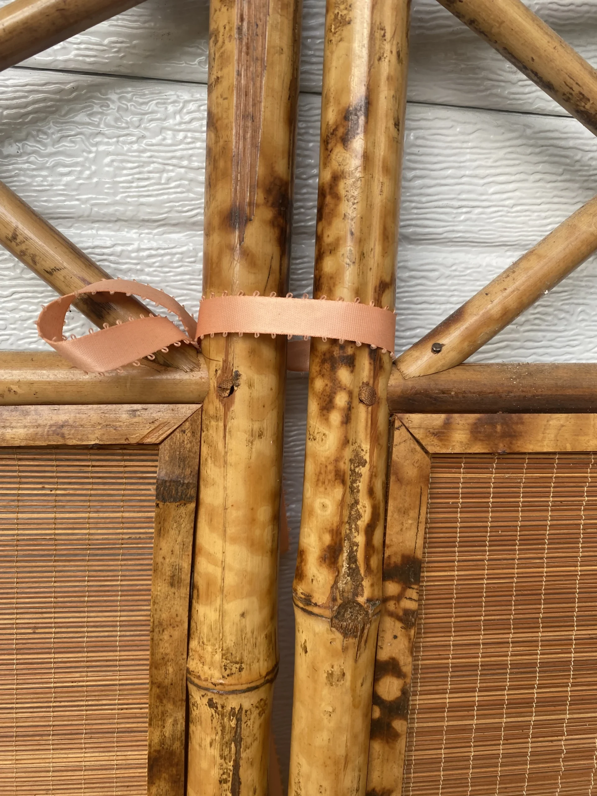 1950’s Hand Painted Burnt Rattan Chinese Folding Screen 10 1950’s Hand Painted Burnt Rattan Chinese Folding Screen - Image 10