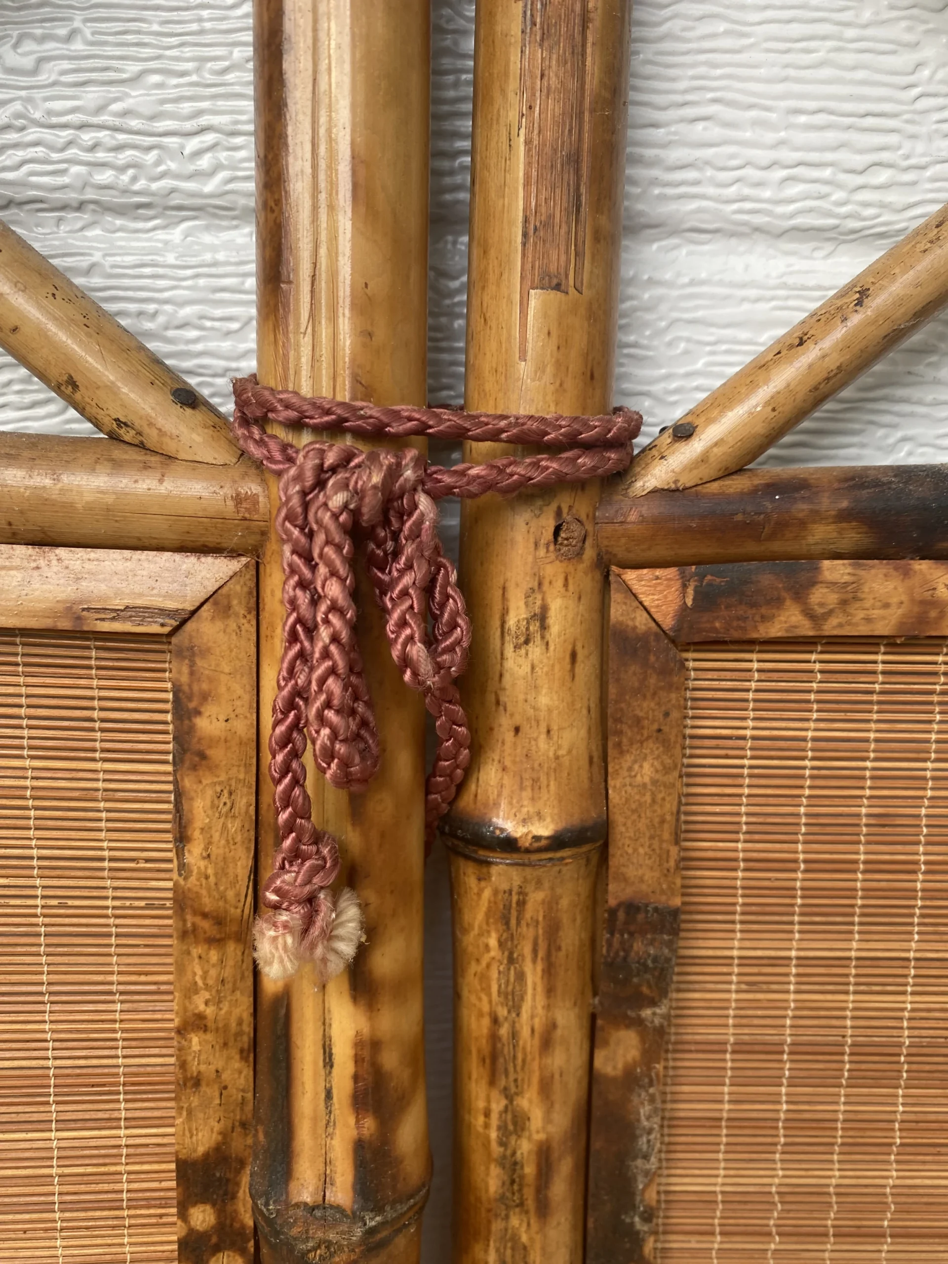 1950’s Hand Painted Burnt Rattan Chinese Folding Screen 9 1950’s Hand Painted Burnt Rattan Chinese Folding Screen - Image 9