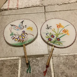 1950’s Hand-Painted Chinese Silk Fans - Set Of 2 -chairish shop 1950s hand painted chinese silk fans set of 2 9176 scaled