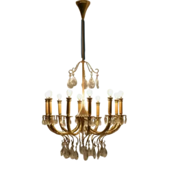 1950's Italian Crystal Chandelier By Oscar Tolasco For Lumi Milano