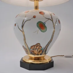 1950`s Italian Porcelain Lamp Chinoiserie With Lychee By Giulia Mangani, Rewired -chairish shop 1950s italian porcelain lamp chinoiserie with lychee by giulia mangani rewired 1665