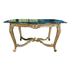1950's Louis XVI French Coffee Table In Gold Beech And Marble Top