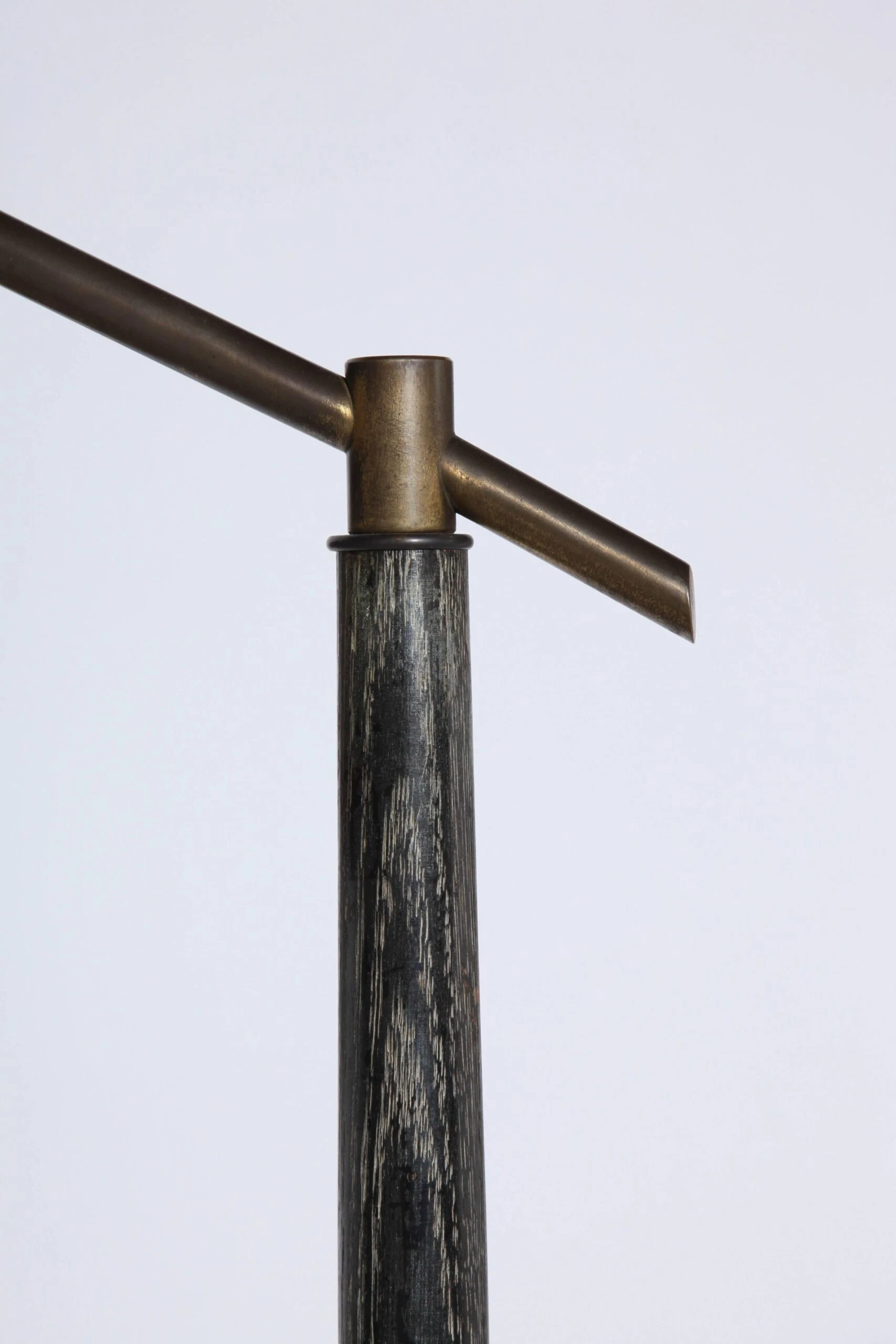 1950's Max Kment Style Ebonized Floor Lamp With Tilt "Rice Hat" Parchment Shade 5 1950's Max Kment Style Ebonized Floor Lamp With Tilt "Rice Hat" Parchment Shade - Image 5