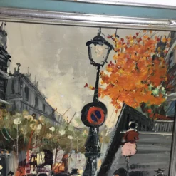 1950’s Modern Paris Scene Oil Painting, Framed -chairish shop 1950s modern paris scene oil painting framed 9695