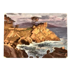 1950’s Original Modernist Coastal Seascape Gouache Painting