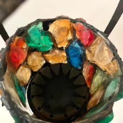 1950's Peter Marsh Style Glass And Iron Hanging Candle Lantern -chairish shop 1950s peter marsh style glass and iron hanging candle lantern 9629 scaled