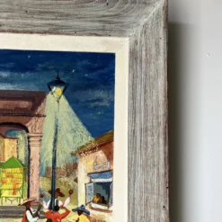 1950's Phoebe Towbin Mexican Street Village Oil Painting, Frame -chairish shop 1950s phoebe towbin mexican street village oil painting frame 3205 scaled